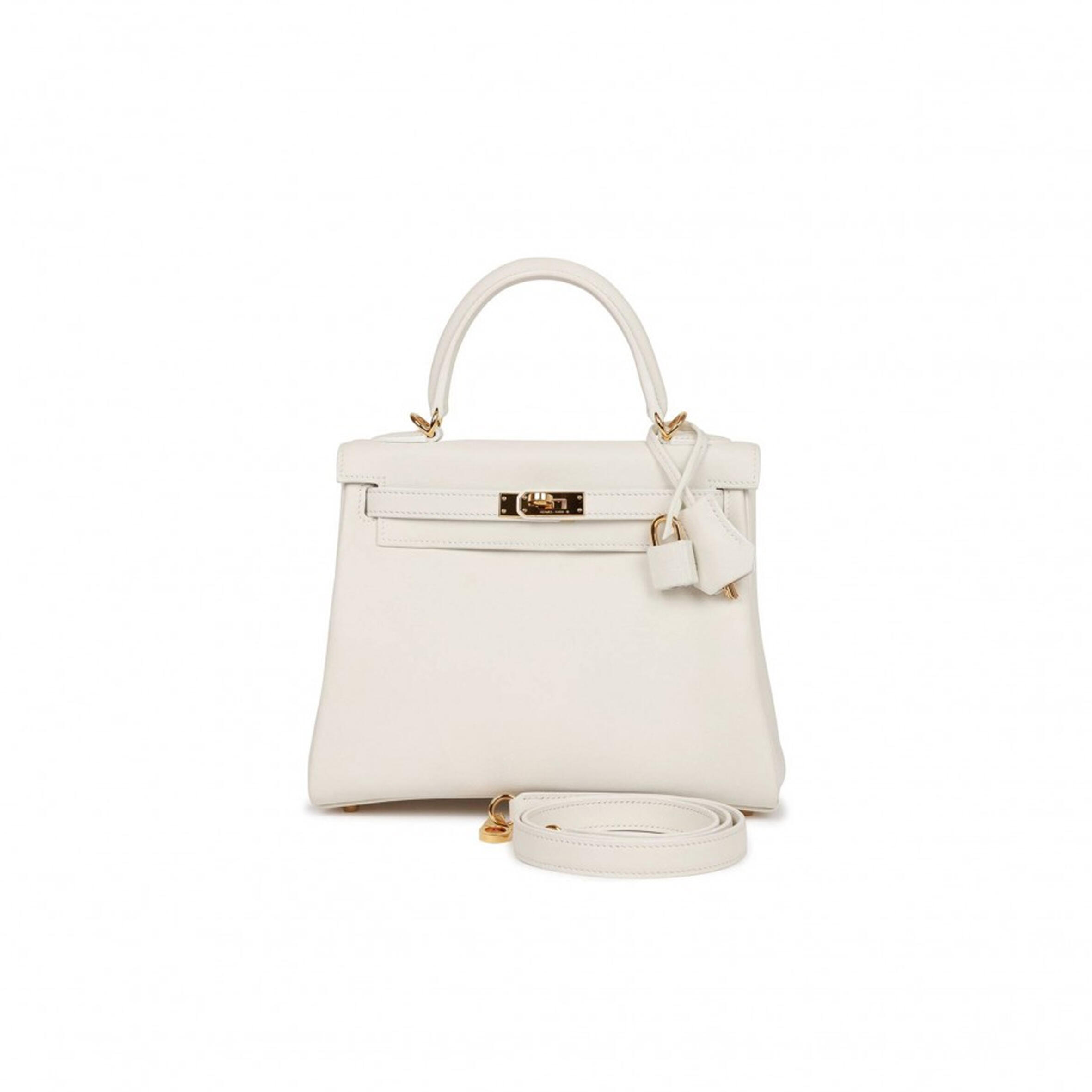H**me5 kelly 25 white swift gold hardware handmade (25*17*7cm)